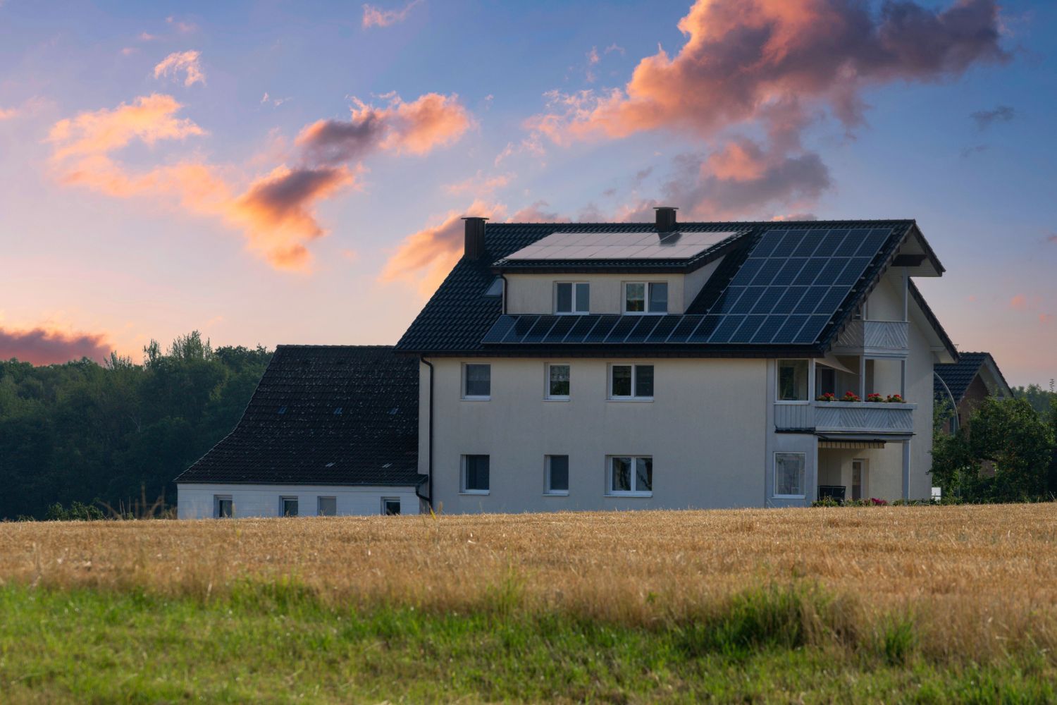 rural house with solar panels